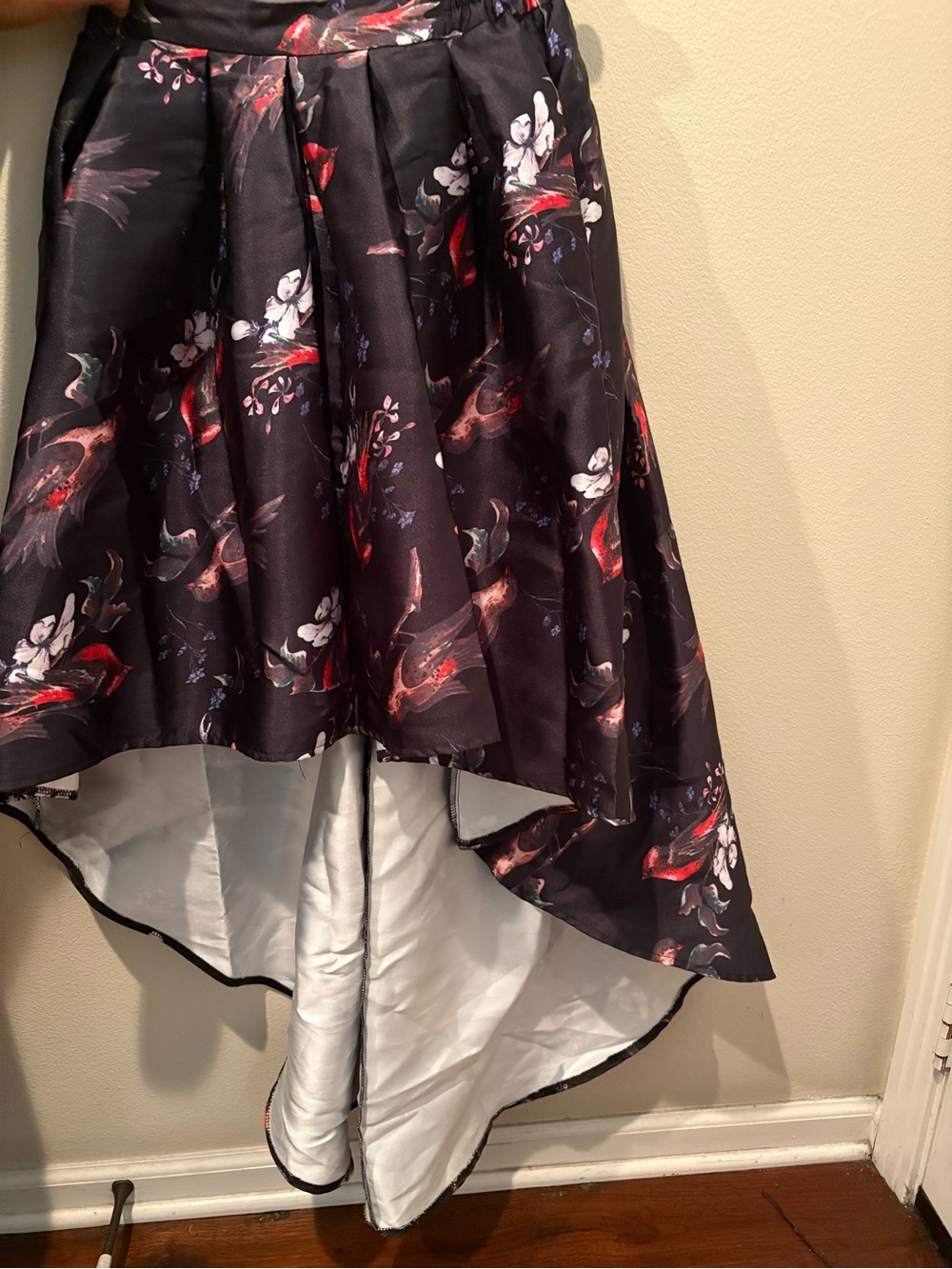 High-Low Floral Print Skirt